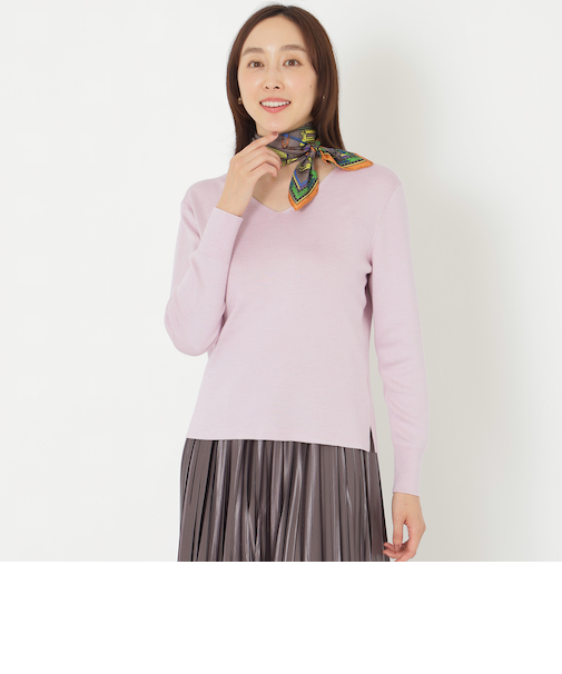 【ウォッシャブルシルク】Vネックプルオーバー