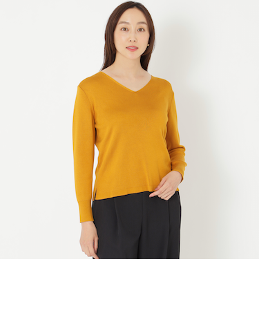 【ウォッシャブルシルク】Vネックプルオーバー