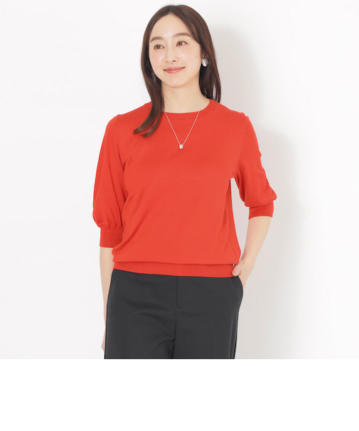 【ウォッシャブルサマーシルク】プルオーバーニット