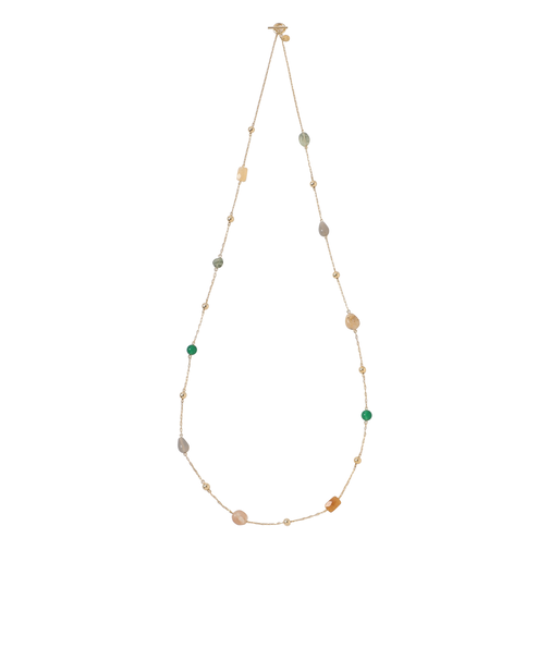 石付きロングチェーンネックレス