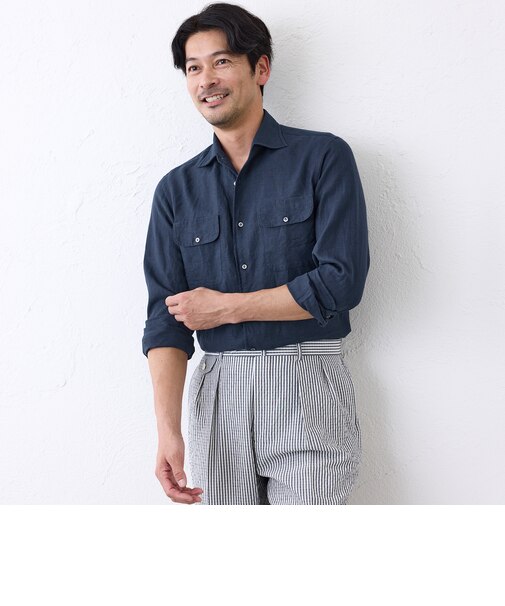 リネンワンピースカラーシャツ