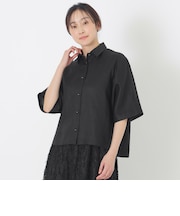 カラーリネンハーフスリーブシャツ
