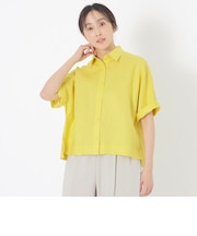 カラーリネンハーフスリーブシャツ