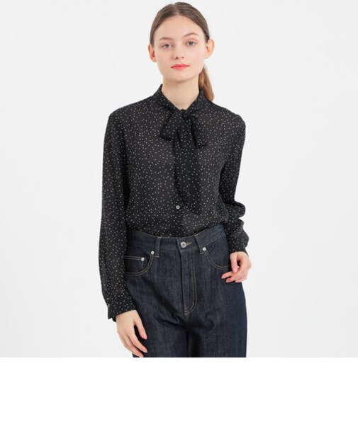 ドットプリントボウブラウス