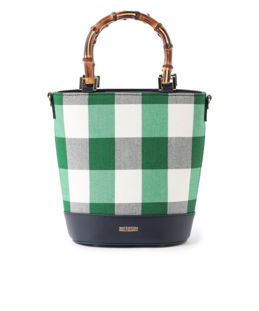 ギンガムバンブーバケットバッグ