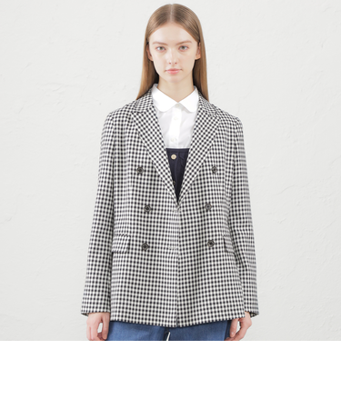 ギンガムチェックダブルブレストジャケット