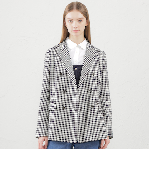 ギンガムチェックダブルブレストジャケット