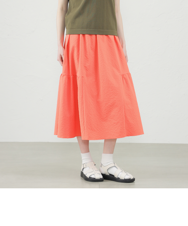 メッシュサッカーサイドギャザースカート