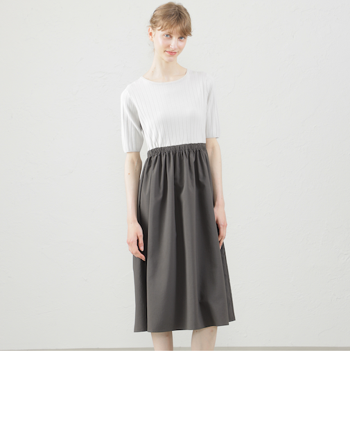 ワイドリブコンビワンピース