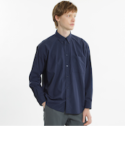 長袖オーバーサイズボタンダウンシャツ タイプライター/ストライプ