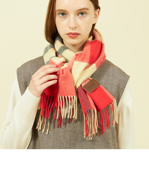 ウォッシャブルカシミヤブロックマフラー