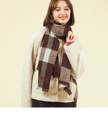 ウォッシャブルカシミヤブロックチェックストール