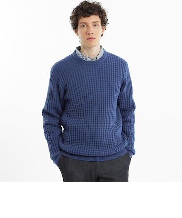 ビッグワッフル クルーネックニット