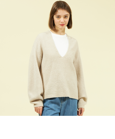 フラッフィーVネックニットプルオーバー