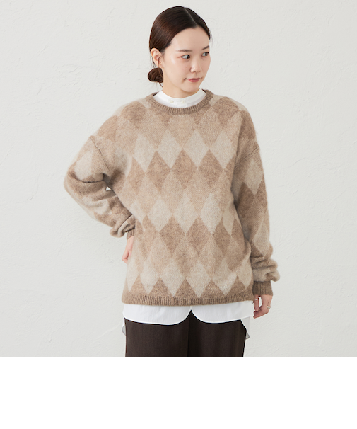 GREY LABEL アーガイルシャギープルオーバー