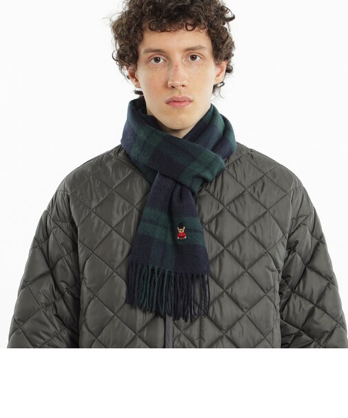 バッキンガムベア ウォッシャブルウールカシミヤ チェックマフラー