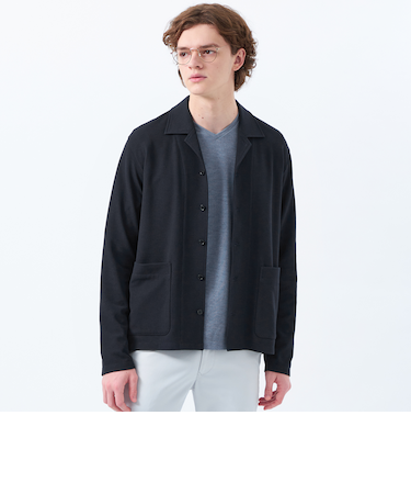 ストレッチミラノリブ シャツカーディガン