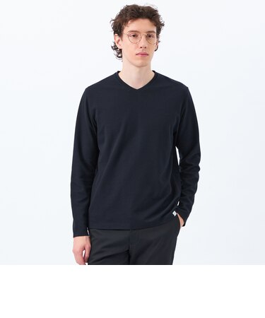 ストレッチミラノリブ VネックロンＴ