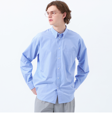 オーバーサイズ 長袖ボタンダウンシャツ 無地/ストライプ