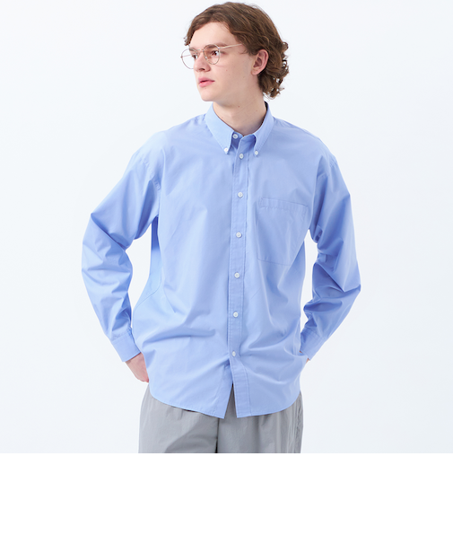 オーバーサイズ 長袖ボタンダウンシャツ 無地/ストライプ