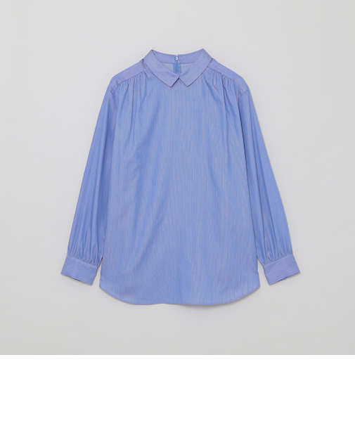 コットンサテンロールカラーブラウス