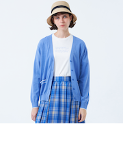 トリミングカラーVネックカーディガン