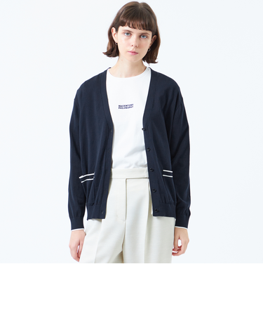 トリミングカラーVネックカーディガン