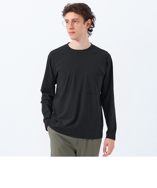 ドライフラットストレッチ クルーネックロンＴ ドライフラットストレッチクロス