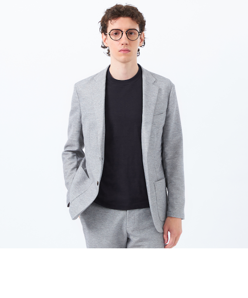 テーラードジャージージャケット 杢カラミストレッチ