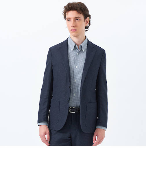 テーラードジャージージャケット 杢カラミストレッチ