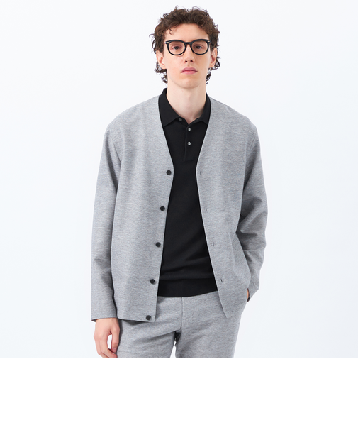 テーラードジャージー ノーカラーカーディガン 杢カラミストレッチ
