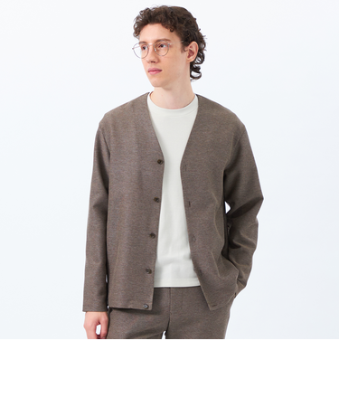 テーラードジャージー ノーカラーカーディガン 杢カラミストレッチ