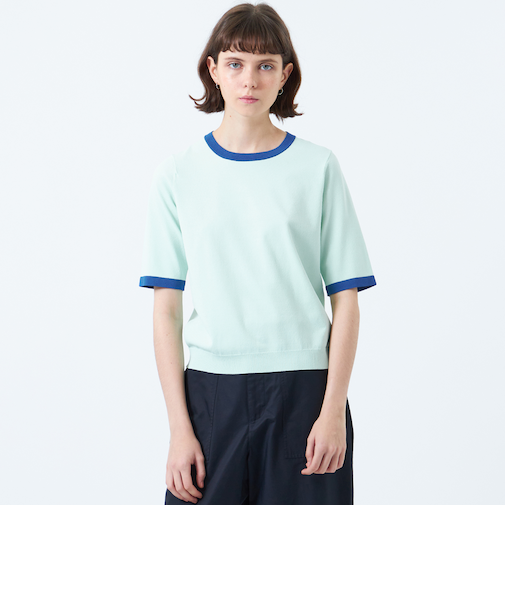 バイカラートリムニットプルオーバー