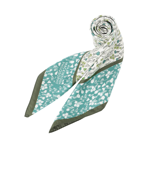 Snowblue Gardenシルクプリントスカーフ