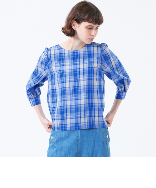 タータンチェックギャザースリーブブラウス｜マッキントッシュ