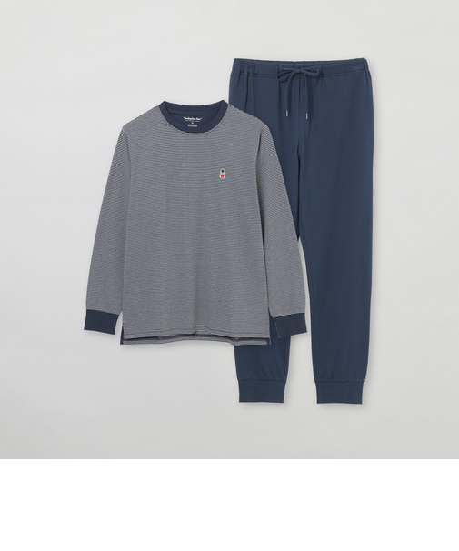 【WEB限定】天竺細ボーダー＆無地　パジャマ