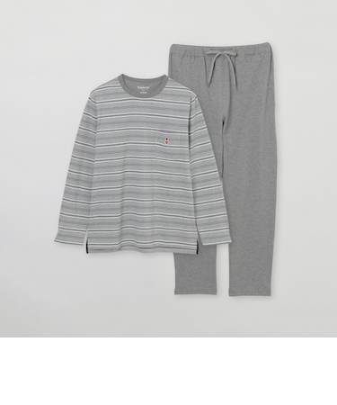 【WEB限定】天竺ボーダー＆無地パンツ パジャマ