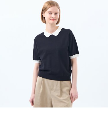 【WEB&一部店舗限定】バイカラーポロニット