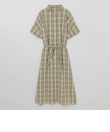 GREY LABEL バンドカラーチェックワンピース