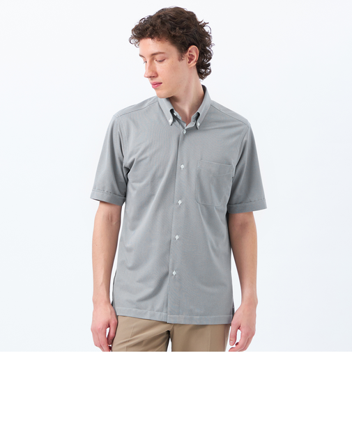 【WEB&一部店舗限定】トロッター オックス/ストライプ スクエアボタンダウン半袖シャツ