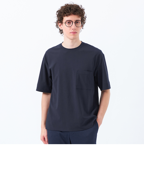 ドライフラットストレッチ クルーネック五分袖ポケT