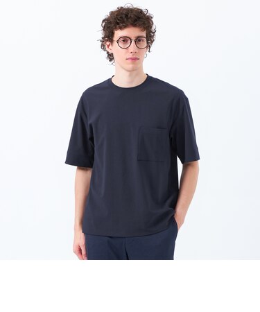 ドライフラットストレッチ クルーネック五分袖ポケT