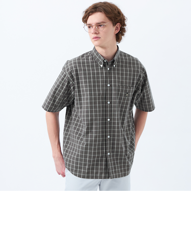 バッキンガムベア オーバーサイズボタンダウンシャツ モノトーンチェック