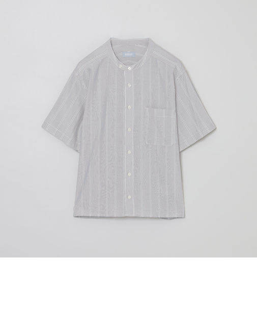 GREY LABEL ストライプバンドカラー半袖シャツ