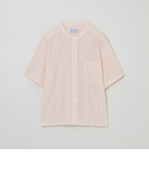GREY LABEL ストライプバンドカラー半袖シャツ