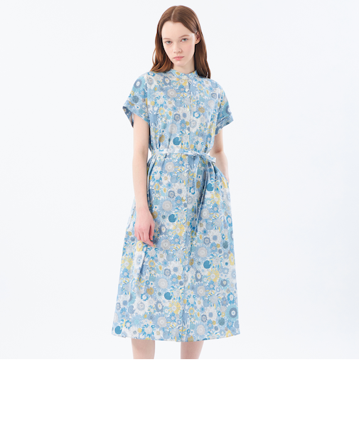 リバティバンドカラーワンピース