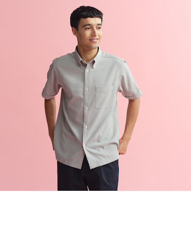 トロッター スクエアボタンダウンシャツ　サッカーストライプ