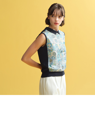 リバティコンビノースリーブポロニット