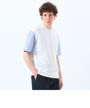 TEXBRID天竺×サッカー スリーブコンビTシャツ