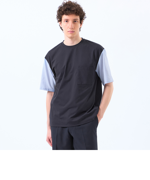 TEXBRID天竺×サッカー スリーブコンビTシャツ